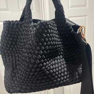 Chic Black Woven Tote Bag